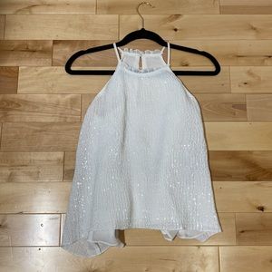 Zara Top Sequin Blouse in White size small